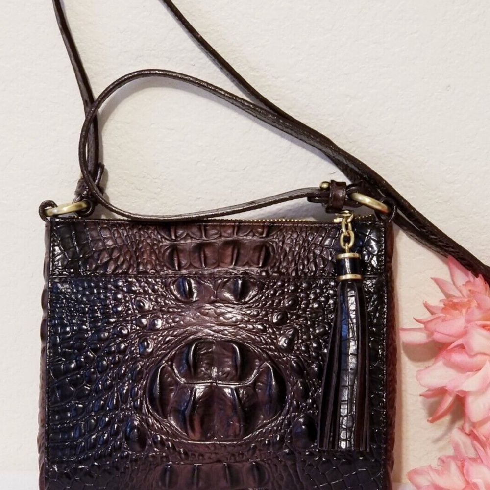 Brahmin Mimosa CoCoa Melbourne Leather Crossbody Bag with Built in Wallet, Brown - Picture 2 of 9